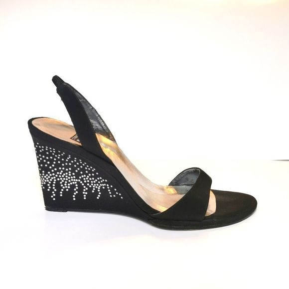 Stuart Weitzman Shoes - 𝅺STUART Weitzman Wedge Sling Backs with Rhinestone embellished Heel